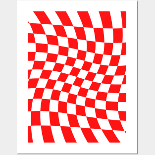 Twisted Checkered Square Pattern - Red Tones Posters and Art